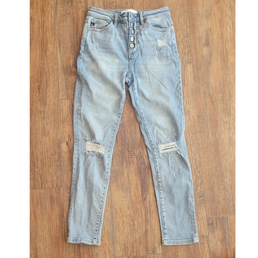 KanCan Women's Jeans Size 3 /25 KC8580L High Waist Straight Distress Button Fly